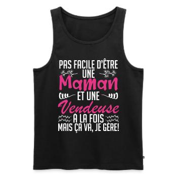 pas facile d'être une maman et une Vendeuse. - Débardeur bio Premium Homme - noir - Devant - Michal (187cm)
