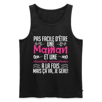 d'être une maman et une Assistante administrative. - Débardeur bio Premium Homme - noir - Devant - Michal (187cm)
