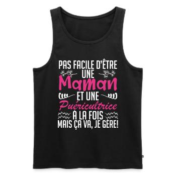 pas facile d'être une maman et une Puéricultrice. - Débardeur bio Premium Homme - noir - Devant - Michal (187cm)