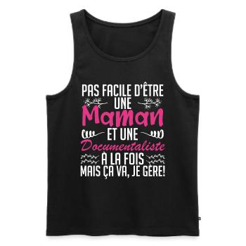 pas facile d'être une maman et une Documentaliste - Débardeur bio Premium Homme - noir - Devant - Michal (187cm)