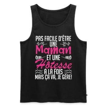 pas facile d'être une maman et une Hôtesse. - Débardeur bio Premium Homme - noir - Devant - Michal (187cm)
