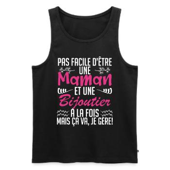 pas facile d'être une maman et une Bijoutier. - Débardeur bio Premium Homme - noir - Devant - Michal (187cm)