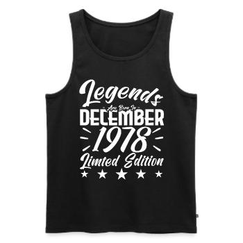 anniversary gift,Legends are born in DECEMBER 1978 - Débardeur bio Premium Homme - noir - Devant - Michal (187cm)