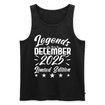 anniversary gift,Legends are born in DECEMBER 2025 - Débardeur bio Premium Homme - noir - Devant - AI Model Male 178 light (178cm)