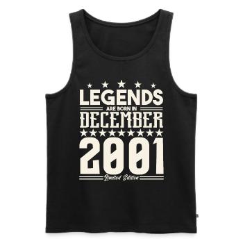 Legenden werden im Dezember 2001 geboren.Geschenkjubiläum - Männer Premium Bio Tank Top - Schwarz - Vorne - Michal (187cm)