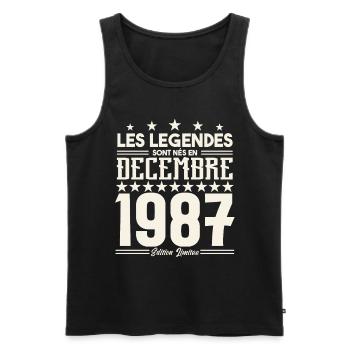 Les Légendes Sont Nés En Décembre 1987, Cadeau. - Débardeur bio Premium Homme - noir - Devant - Michal (187cm)