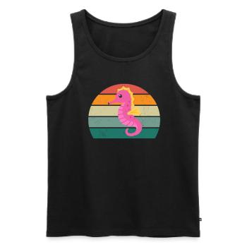 Hippocampes Eau Mer Océan Nageurs Chevaux - Débardeur bio Premium Homme - noir - Devant - Michal (187cm)