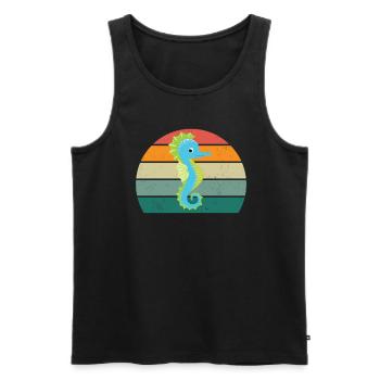 Hippocampes Eau Mer Océan Nageurs Chevaux - Débardeur bio Premium Homme - noir - Devant - Michal (187cm)