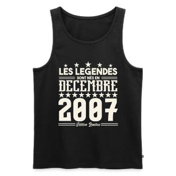 Les Légendes Sont Nés En Décembre 2007, Cadeau. - Débardeur bio Premium Homme - noir - Devant - Michal (187cm)