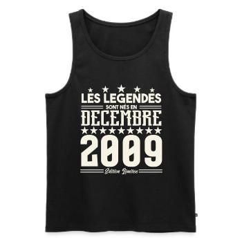 Les Légendes Sont Nés En Décembre 2009, Cadeau. - Débardeur bio Premium Homme - noir - Devant - Michal (187cm)