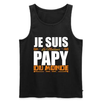 Je Suis Le Meilleur Papy Du Monde Idée Cadeau papy - Débardeur bio Premium Homme - noir - Devant - Michal (187cm)