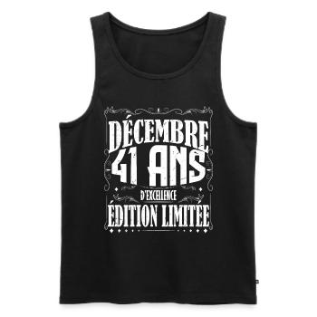 meilleur Cadeau d'anniversaire, Décembre 41 Ans. - Débardeur bio Premium Homme - noir - Devant - Michal (187cm)