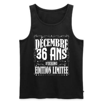 meilleur Cadeau d'anniversaire, Décembre 36 Ans. - Débardeur bio Premium Homme - noir - Devant - AI Model Male 178 light (178cm)