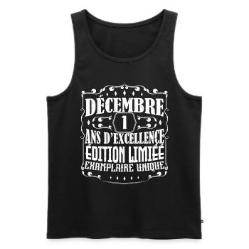 Décembre 1 ans ,Idée Cadeau anniversaire - Débardeur bio Premium Homme - noir - Devant - Michal (187cm)
