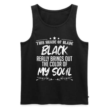This Shade Of Black Brings Out The Color Of Soul. - Men's Premium Organic Tank Top - black - Front - AI Model Male 178 light (178cm)