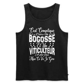 c'est compliqué être un Bogosse et un Viticulteur. - Débardeur bio Premium Homme - noir - Devant - Michal (187cm)