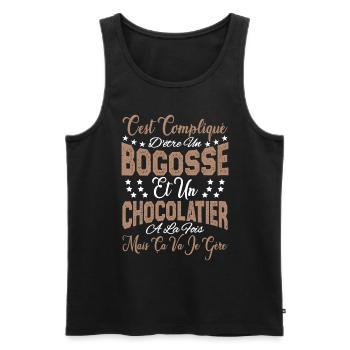 c'est compliqué être un Bogosse et un Chocolatier. - Débardeur bio Premium Homme - noir - Devant - Michal (187cm)