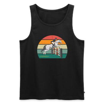 Rider Rider Horse Riding Pony Stable - Men's Premium Organic Tank Top - black - Front - Michal (187cm)