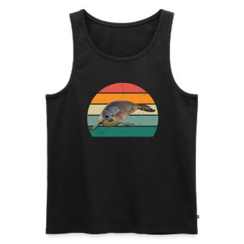 Robben Seehund Seehunde Schwimmen Ohrenrobbe Robbe - Männer Premium Bio Tank Top - Schwarz - Vorne - AI Model Male 178 light (178cm)