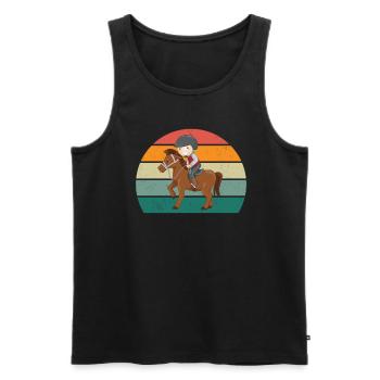 Reiter Reiterin Pferd Reiten Pony Pferdestall - Männer Premium Bio Tank Top - Schwarz - Vorne - Michal (187cm)