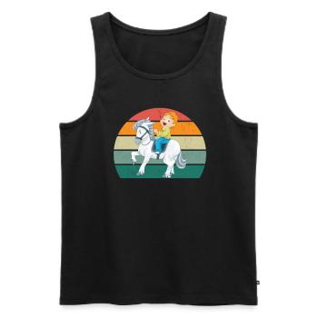 Rider Rider Horse Riding Pony Stable - Men's Premium Organic Tank Top - black - Front - Michal (187cm)
