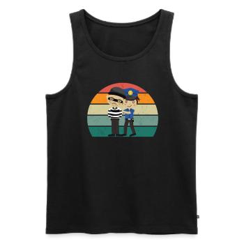 Polizist Polizistin Ordnung Ordnungshüter Polizei - Männer Premium Bio Tank Top - Schwarz - Vorne - AI Model Male 178 light (178cm)