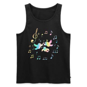 Oiseaux colorés Femmes Filles Notes de musique mignonnes - Débardeur bio Premium Homme - noir - Devant - Michal (187cm)