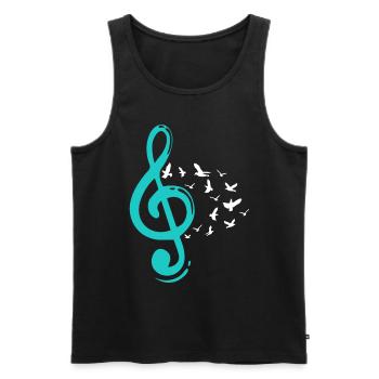 Clef de violon Oiseaux Professeur de musique Musiciens - Débardeur bio Premium Homme - noir - Devant - Michal (187cm)