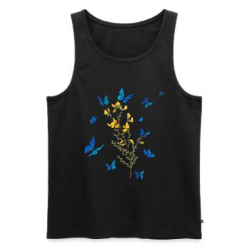 Blauer Schmetterling Wildblume Frauen Garten - Männer Premium Bio Tank Top - Schwarz - Vorne - AI Model Male 178 light (178cm)