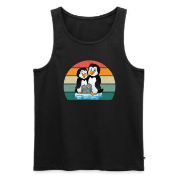 Pinguin Südpol Antarktis Kaiserpinguin Eselpinguin - Männer Premium Bio Tank Top - Schwarz - Vorne - Michal (187cm)