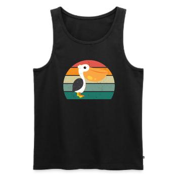 Pélicans Grand bec Oiseau Mouche Pélican - Débardeur bio Premium Homme - noir - Devant - AI Model Male 178 light (178cm)