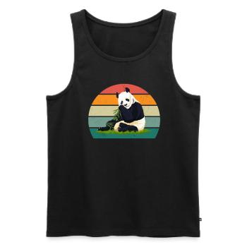 Panda Panda Ours Panda Ours Feuilles de bambou Panda - Débardeur bio Premium Homme - noir - Devant - Michal (187cm)
