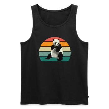 Panda Panda Ours Panda Ours Feuilles de bambou Panda - Débardeur bio Premium Homme - noir - Devant - Michal (187cm)
