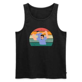 Papa Father Fathers Producer Additional Papa Bonus Father - Men's Premium Organic Tank Top - black - Front - Michal (187cm)