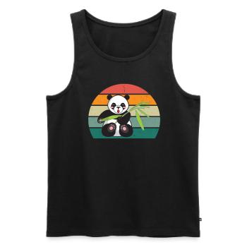 Panda Panda Ours Panda Ours Feuilles de bambou Panda - Débardeur bio Premium Homme - noir - Devant - Michal (187cm)