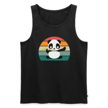 Pandas Pandabär Pandabären Bambusblätter Panda - Männer Premium Bio Tank Top - Schwarz - Vorne - AI Model Male 178 light (178cm)