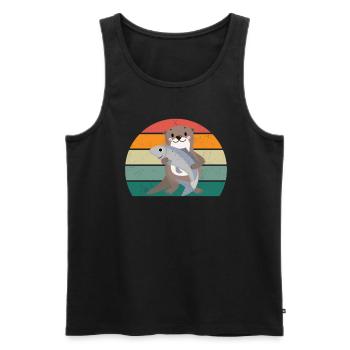 Dwarf Giant Otter Otter Otter Otter - Men's Premium Organic Tank Top - black - Front - Michal (187cm)
