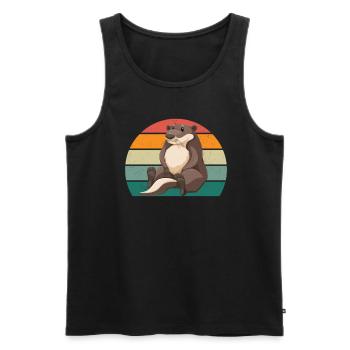 Loutre géante naine Loutre Loutre Loutre Loutre Loutre - Débardeur bio Premium Homme - noir - Devant - Michal (187cm)