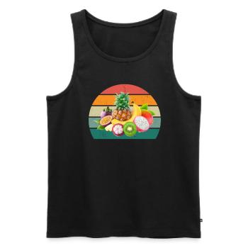 Fruit Fruits Strawberry Melon Orange Cherry Fruit - Men's Premium Organic Tank Top - black - Front - AI Model Male 178 light (178cm)