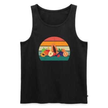Fruit Fruits Strawberry Melon Orange Cherry Fruit - Men's Premium Organic Tank Top - black - Front - AI Model Male 178 light (178cm)