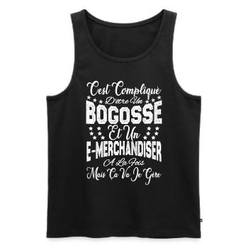 compliqué d'être un Bogosse et un E-marchandiser. - Débardeur bio Premium Homme - noir - Devant - Michal (187cm)