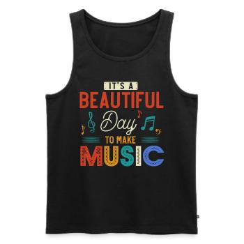 Professeur de musique Musicien Chanteur Amateur de musique - Débardeur bio Premium Homme - noir - Devant - Michal (187cm)