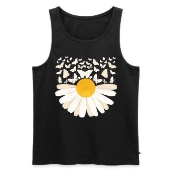 Marguerites Papillons Fleurs Femmes - Débardeur bio Premium Homme - noir - Devant - Michal (187cm)