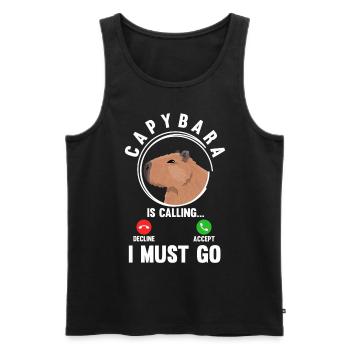 Lustiges Capybara Humorvolle Tierliebe - Männer Premium Bio Tank Top - Schwarz - Vorne - Michal (187cm)