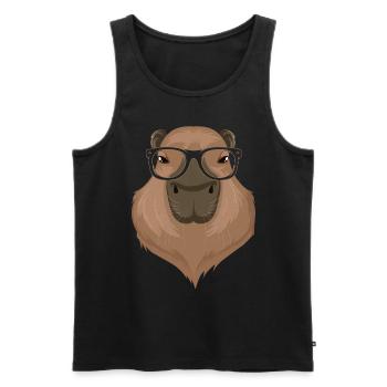 Capybara Mama Papa Nagetier Tier Nerd - Männer Premium Bio Tank Top - Schwarz - Vorne - Michal (187cm)