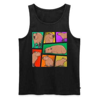 Capybara Pop Art Buntes Nagetier Tierliebe - Männer Premium Bio Tank Top - Schwarz - Vorne - AI Model Male 178 light (178cm)