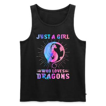 Bunter Drache Liebhaber Mittelalterliches Mädchen - Männer Premium Bio Tank Top - Schwarz - Vorne - AI Model Male 178 light (178cm)