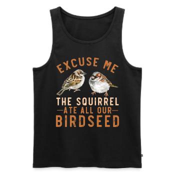 Sparrow bird feeder garden squirrel problem - Men's Premium Organic Tank Top - black - Front - AI Model Male 178 light (178cm)