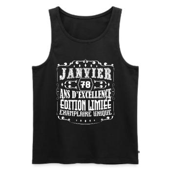 Vintage Janvier 78 ans. anniversaire janvier. - Débardeur bio Premium Homme - noir - Devant - Michal (187cm)