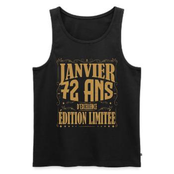 Janvier 72 ans. Cadeau 72 ans janvier anniversaire - Débardeur bio Premium Homme - noir - Devant - Michal (187cm)